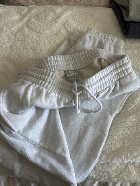 TNA Cozy Boyfriend Track Pants in Light Gray